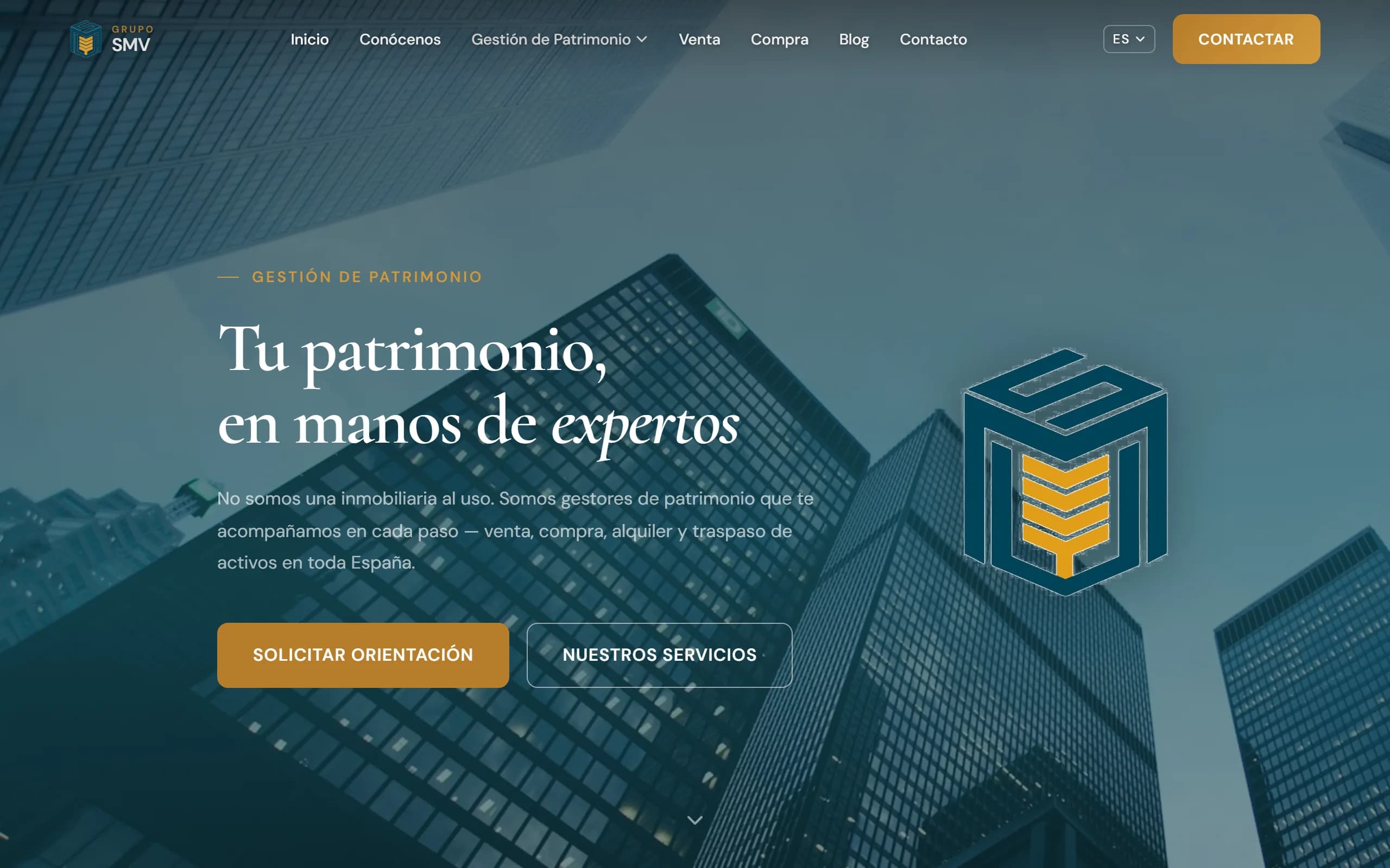 Página de inicio de la web de GrupoSMV