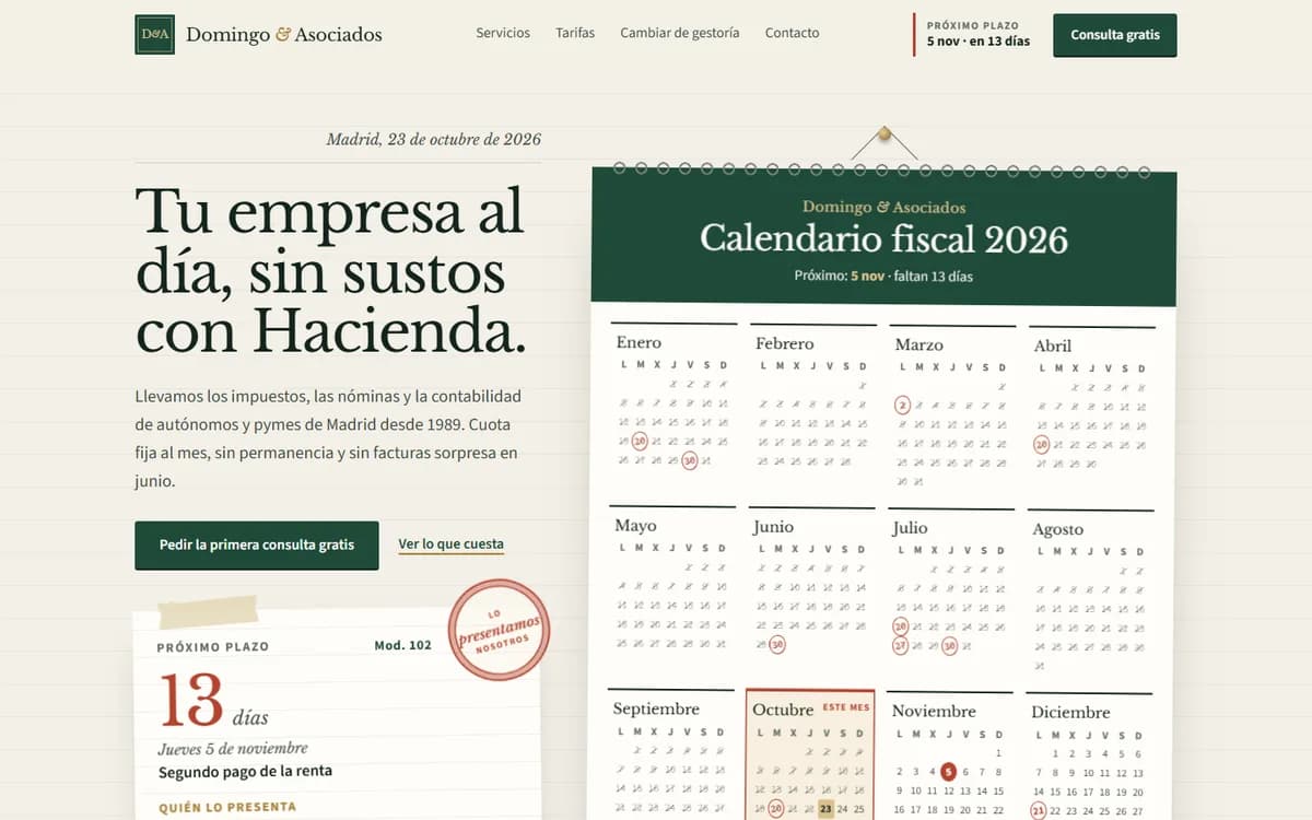 Web de ejemplo de asesoría: Domingo & Asociados