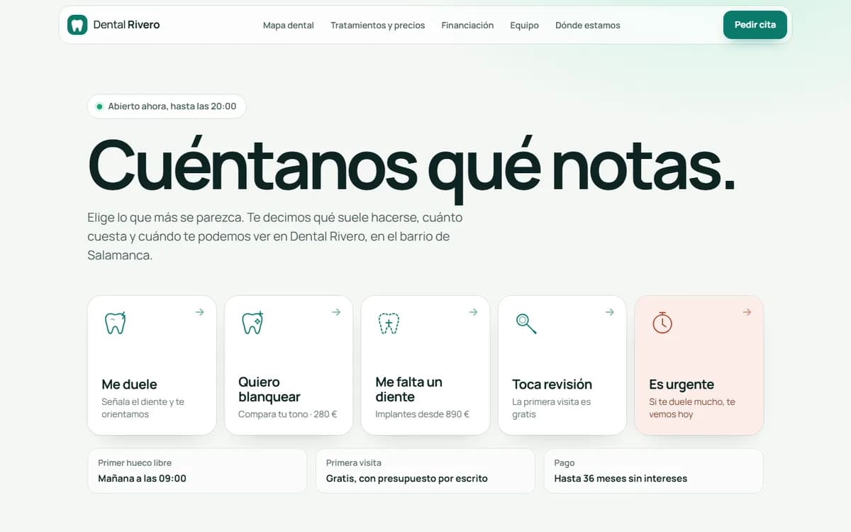Web de ejemplo de clínica dental: Dental Rivero